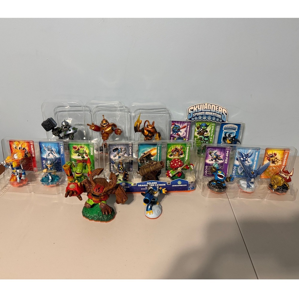 Skylanders Giants Spyro Adventure Figure Lot Golden Dragonfire Cannon Cards